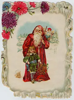 X Mas Prints: Red Robed Santa with Boy