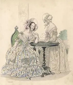 Redingote Prints: Red or White Dress 1838