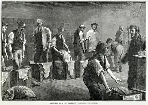 Chests Prints: Refilling chests at a tea warehouse 1874