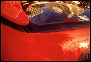 Paintwork Prints: Reflections in car paintwork Santa Monica california