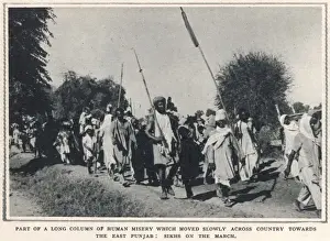 Sikhs Prints: Refugee Sikhs march toward the East Punjab