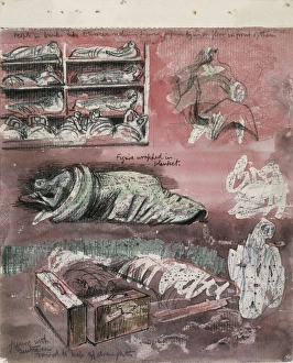 Histoa63 As Collection: Refugees in the London underground (1941). Watercolor
