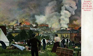 Refugees Prints: Refugees watch San Francisco burn after the Earthquake