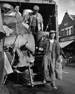 Rubbish Prints: Refuse collectors at work on a Balham street, SW London