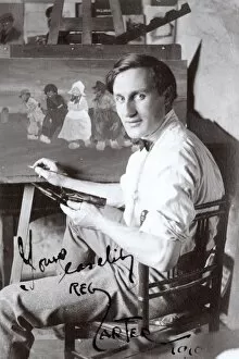 Reg Carter, artist, in his studio, Southwold, Suffolk
