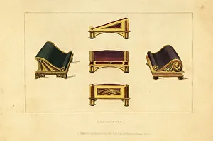 Furnishings Prints: Regency-era footstools by Matthew Gregson, 1813