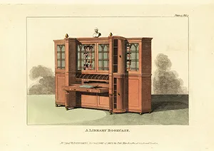 Repository Of Arts Prints: Regency-era metamorphic library bookcase, 1812