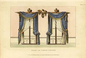 Repository Of Arts Prints: Regency era window curtains in French royal colours