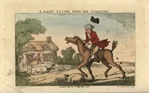 Bunbury Gallery: Regency gentleman riding a horse that barely lifts its feet