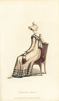 Thomas Uwins Prints: Regency lady in carriage dress seated on a chair
