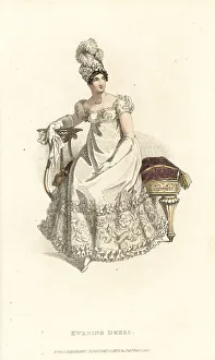 Regency lady in evening dress seated at a party, 1819