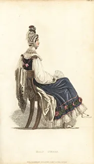 Tulle Prints: Regency lady in half dress seated with fan, 1816