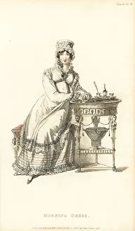 Regency lady in morning dress sealing a letter, 1819