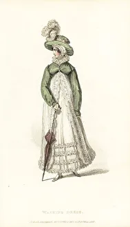 Thomas Uwins Prints: Regency lady in walking dress and new style hat, 1819