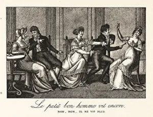 Diversion Prints: Regency party-goers playing the game of The Little Man Lives On