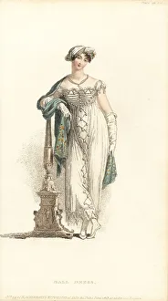 Crepe Prints: Regency woman in ball dress and turban, 1813
