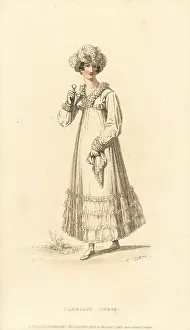 Lorgnette Prints: Regency woman in carriage dress with lorgnette, 1815