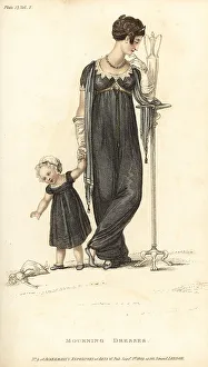 Thomas Uwins Prints: Regency woman and child in mourning dress, 1809