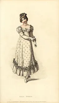 Flounce Prints: Regency woman dancing at a ball, 1815