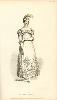 Thomas Uwins Prints: Regency woman in evening dress and crape turban, 1815