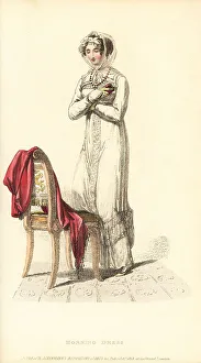 Flounce Prints: Regency woman in morning dress with almanac