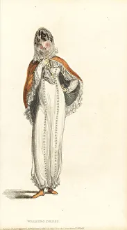 Thomas Uwins Prints: Regency woman in Spanish hussar cloak, 1812