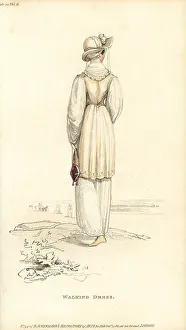 Thomas Uwins Prints: Regency woman strolling on a beach, 1811