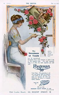Brush Gallery: Regesan toothpaste advertisement, 1914