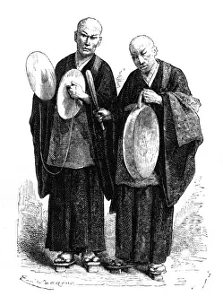 Gong Prints: Regional music: Japanese gong and cymbals, c. 1870