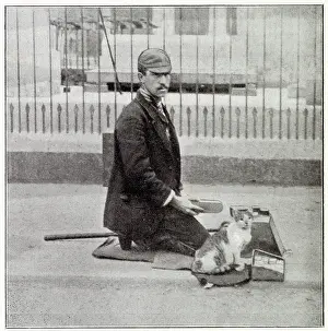 Shoeblack Prints: A regular shoeshiner in the streets of London with one leg