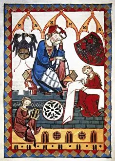 Feudal Prints: Reinmar Von Zweter (1200-1260), Rhenish poet, teaches two yo