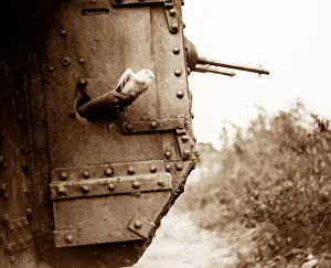 Releasing Prints: Releasing a carrier pigeon from a British tank