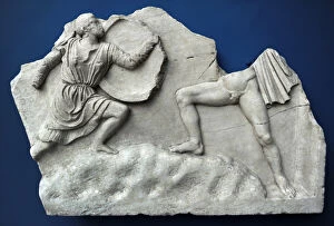 Amazons Gallery: Relief with Amazonomachy. Athens, Greece. 2nd century AD