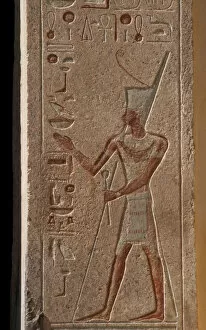 Hatshepsut Collection: Relief depicting Hatshepsut and hieroglyph on the walls. Tem