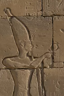 Theban Collection: Relief depicting a Pharaoh making libations to the gods. Det