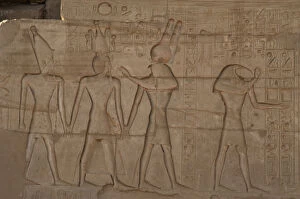 Theban Collection: Relief depicting a Pharaoh Ramses II with different gods. Ra