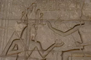 Amun Gallery: Relief depicting a Pharaoh Ramses II before gods Amun, Munt