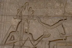 Rameses Prints: Relief depicting a Pharaoh Ramses II before gods Amun, Munt