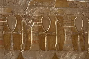 Ansata Gallery: Reliefs depicting the ankh, uady and djed pillar. Deir el-Ba