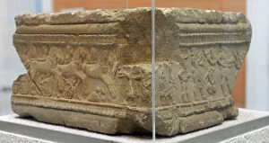 Etruscans Gallery: Reliefs of funerary games. Base of etruscan grave marker. Ea