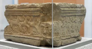 Marker Prints: Reliefs of funerary games. Base of etruscan grave marker. Ea