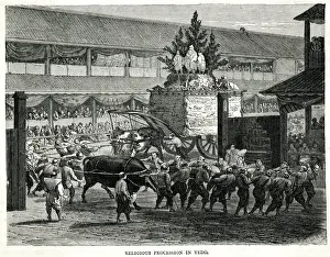 Yedo Prints: Religious Procession in Tokyo, Japan