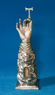 Tarragona Prints: Reliquary arm of St. Tecla. 18th c. Silver. By Francesc Pint