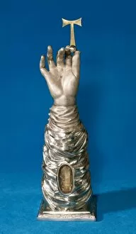 Tarragona Collection: Reliquary arm of St. Tecla. 18th c. Silver. By Francesc Pint