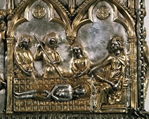 Reliquary casket of Saint Cucuphas. Wooden gilded silver. 14 Reliquary casket of Saint Cucuphas. Wooden gilded silver. 14