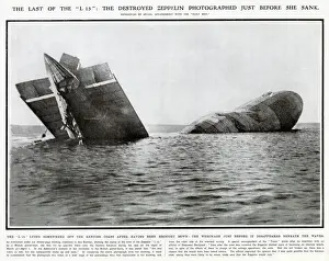 Previous Prints: The remains of the German zeppelin L-15 sinking off the Kentish coast in 1916