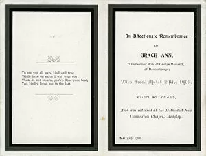 Midgley Collection: Remembrance Card, Midgley, Yorkshire