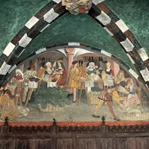 Castel Prints: Renaissance art. Castel of Issogne. Murals. c. 1500. Represe