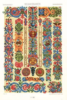 Racinet Prints: Renaissance art: miniature paintings on manuscript, late 15th ce