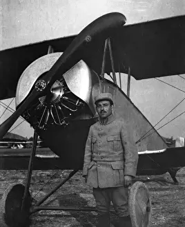 Rene Prints: Rene Fonck with Nieuport fighter